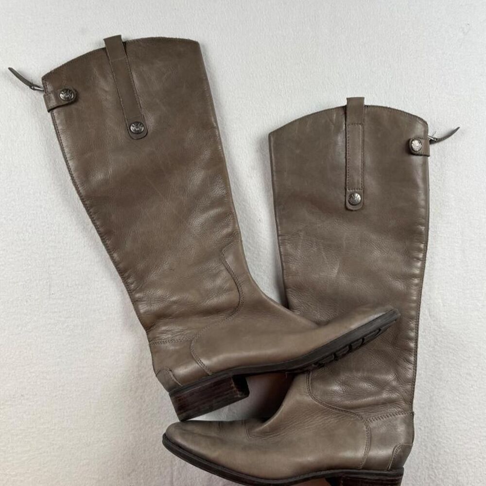 Sam Edelman Gray Leather Knee High Riding Boots Women’s 8.5 Tall Boots